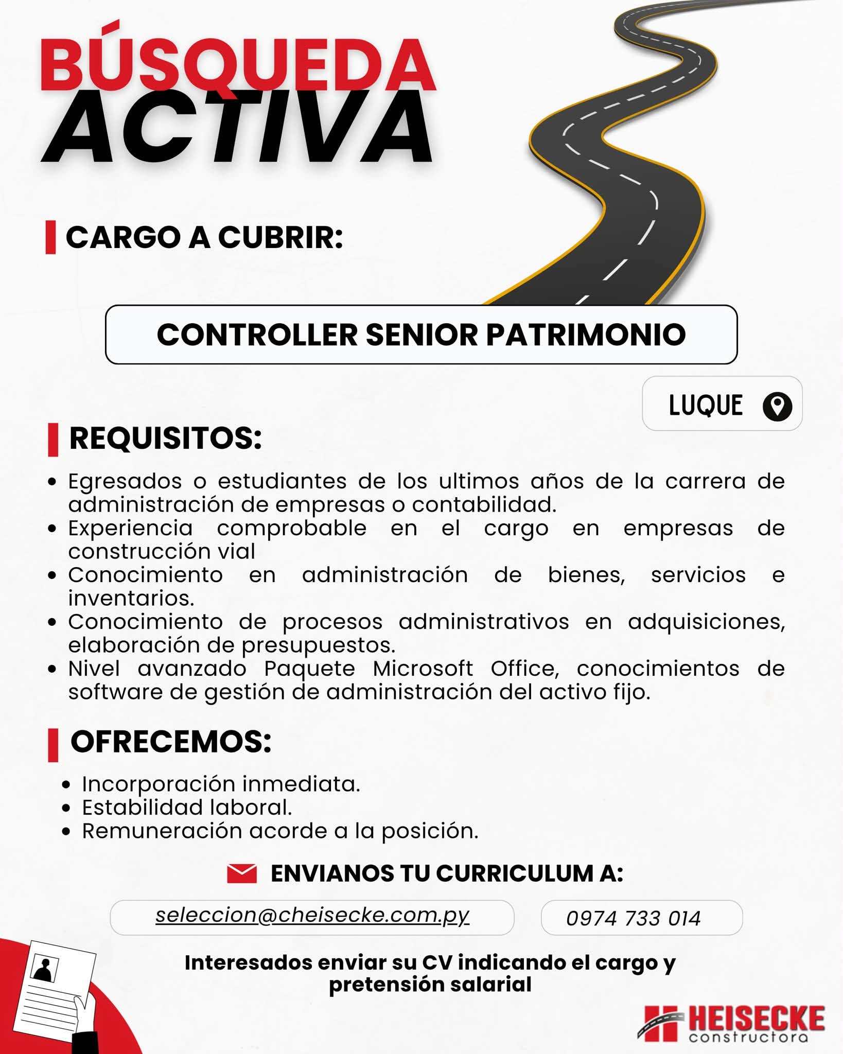 Oferta laboral: Controller Senior Patrimonio — Heisecke