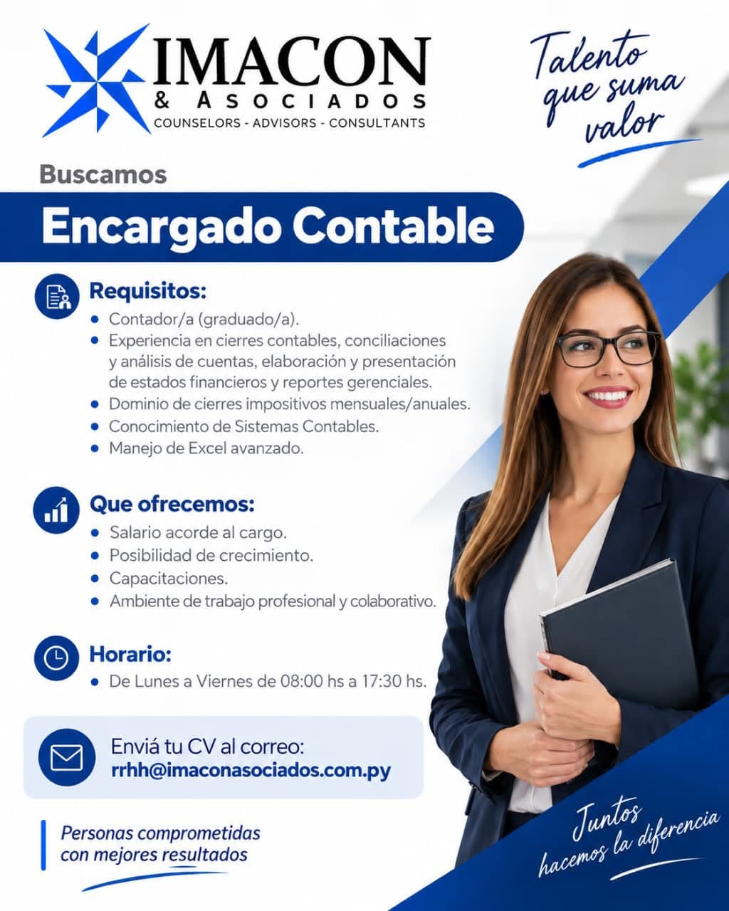 Oferta laboral: Encargado Contable — Imacon & Asociados