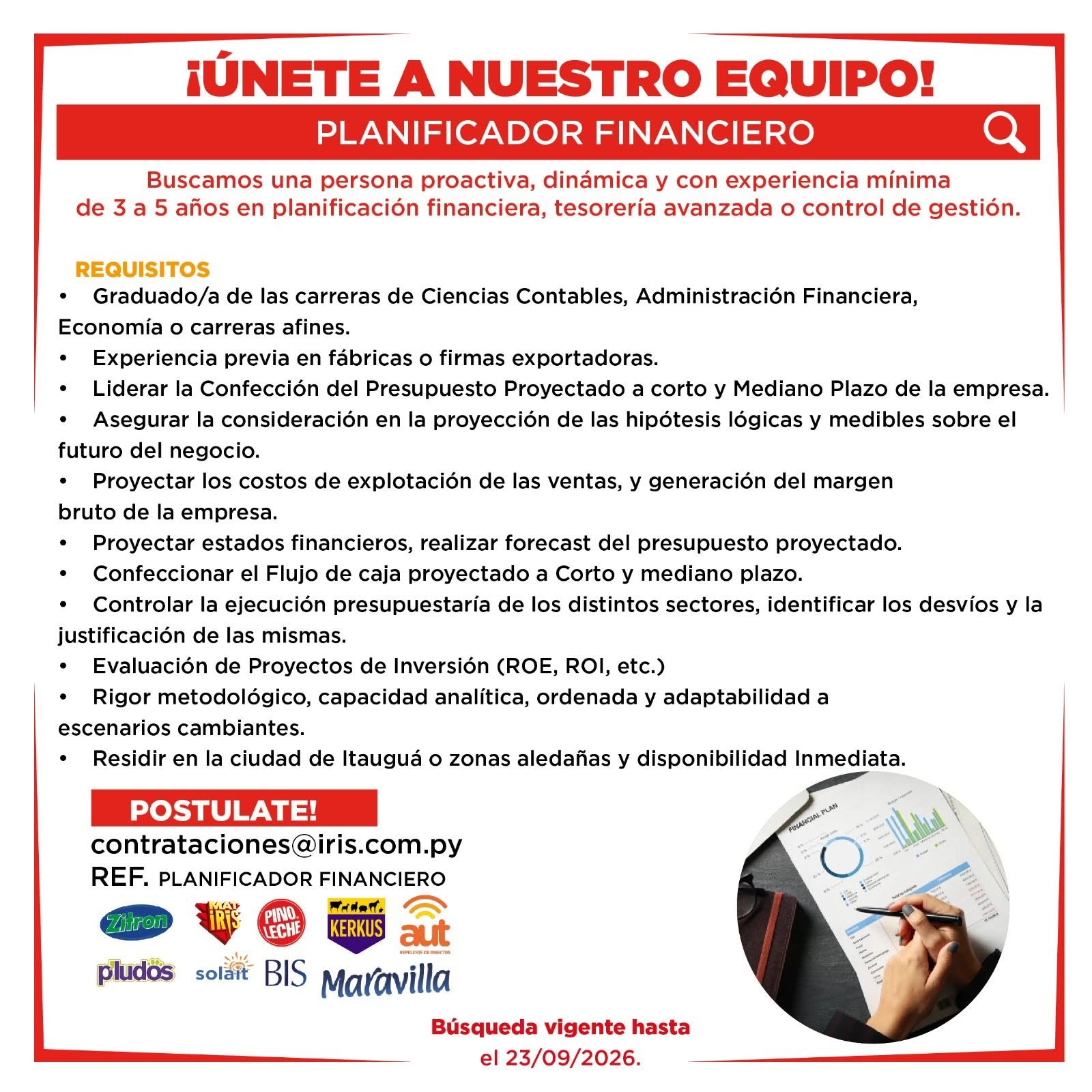 Oferta laboral: Planificador Financiero — Iris