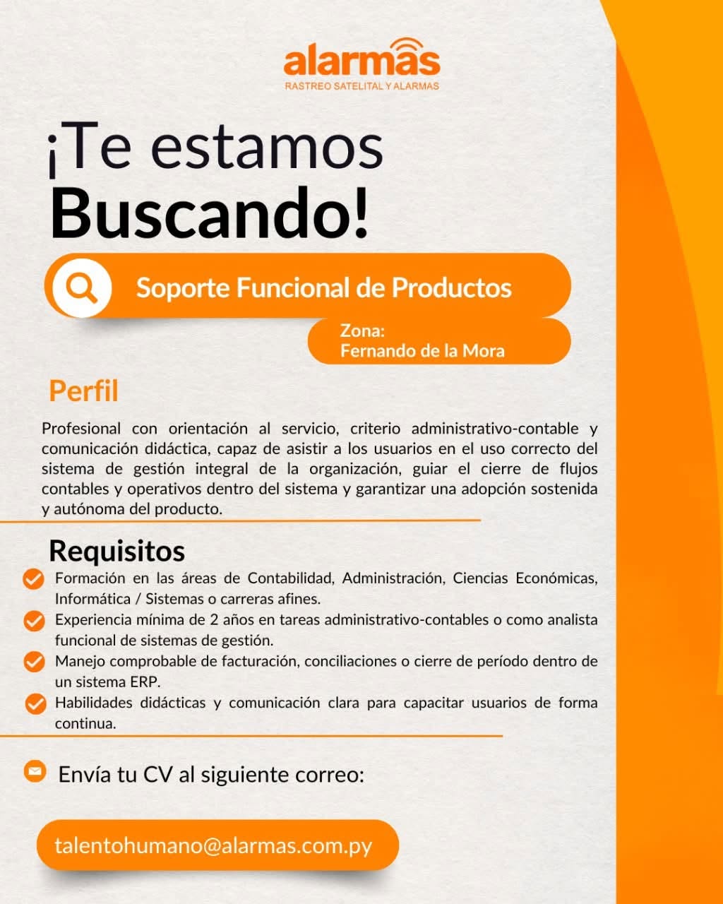 Oferta laboral: Soporte Funcional De Productos