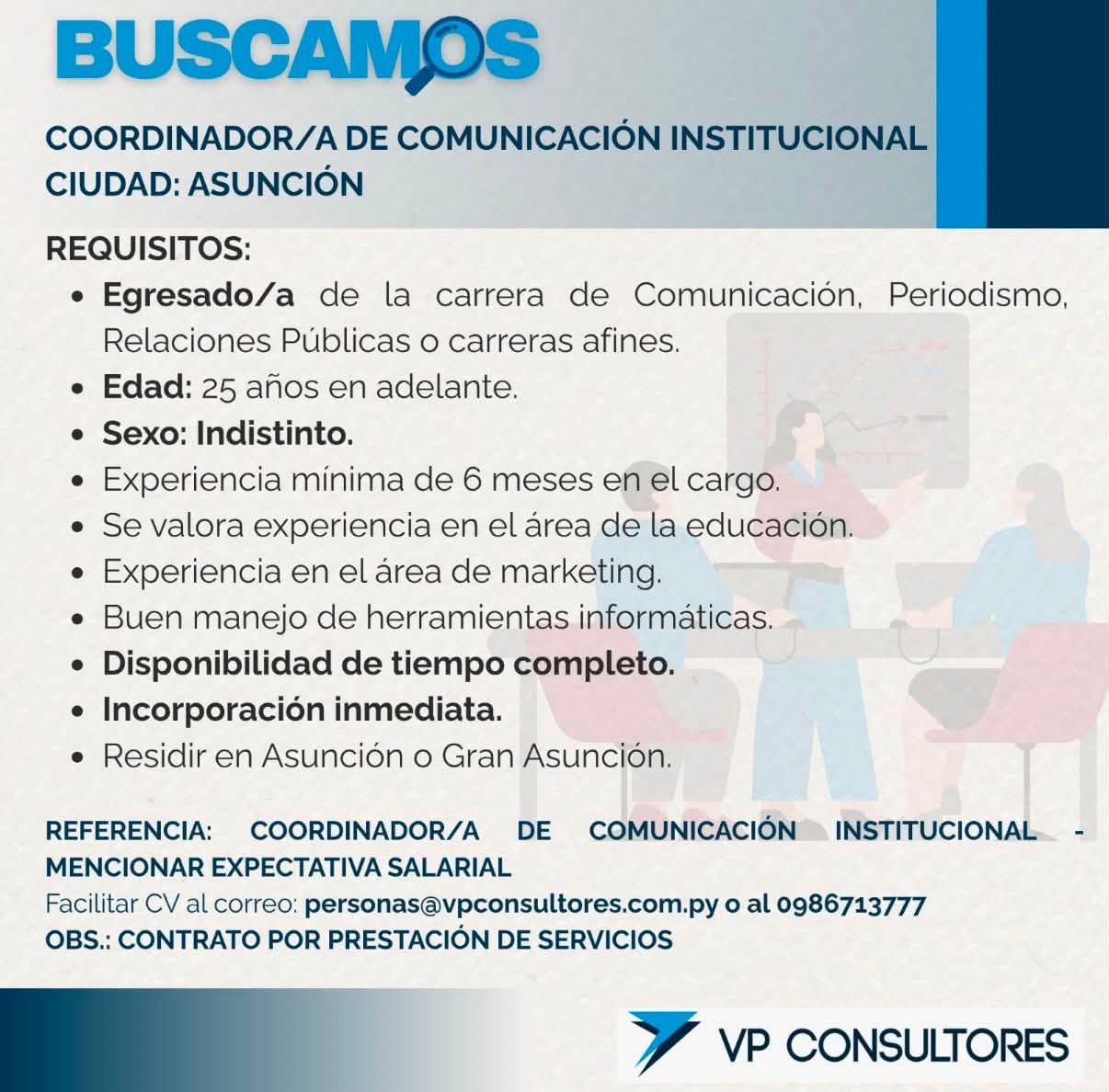Oferta laboral: Coordinador De Comunicación