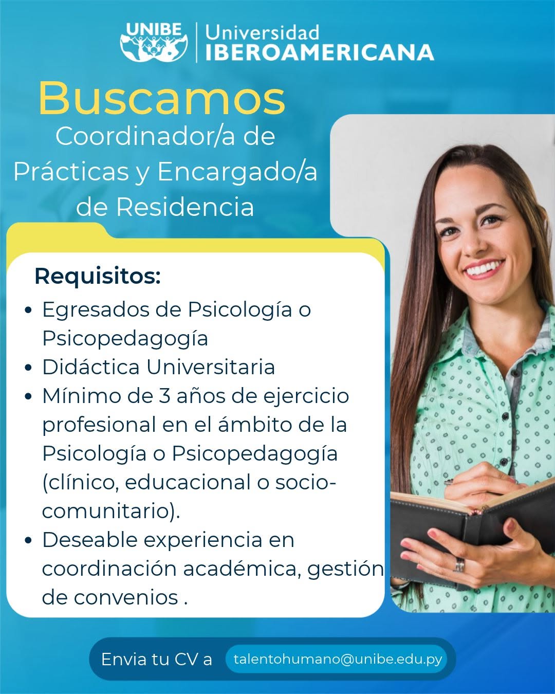 Oferta laboral: Coordinador De Prácticas Y Encargado De Residencia — Unibe