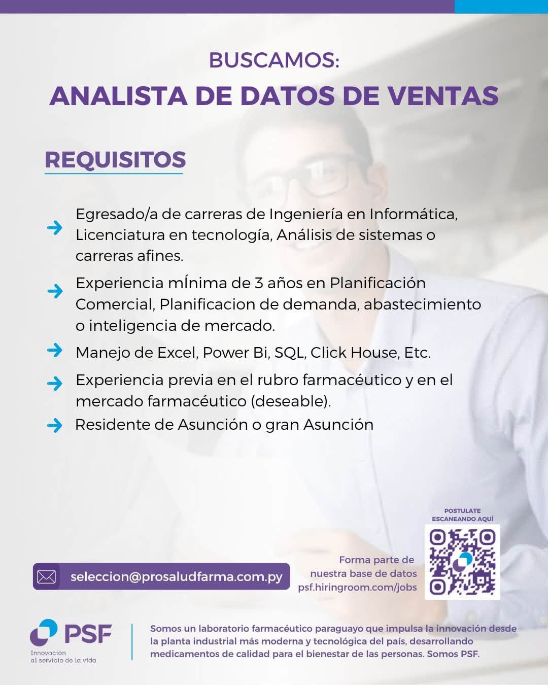 Oferta laboral: Analista De Datos De Ventas — ProSalud