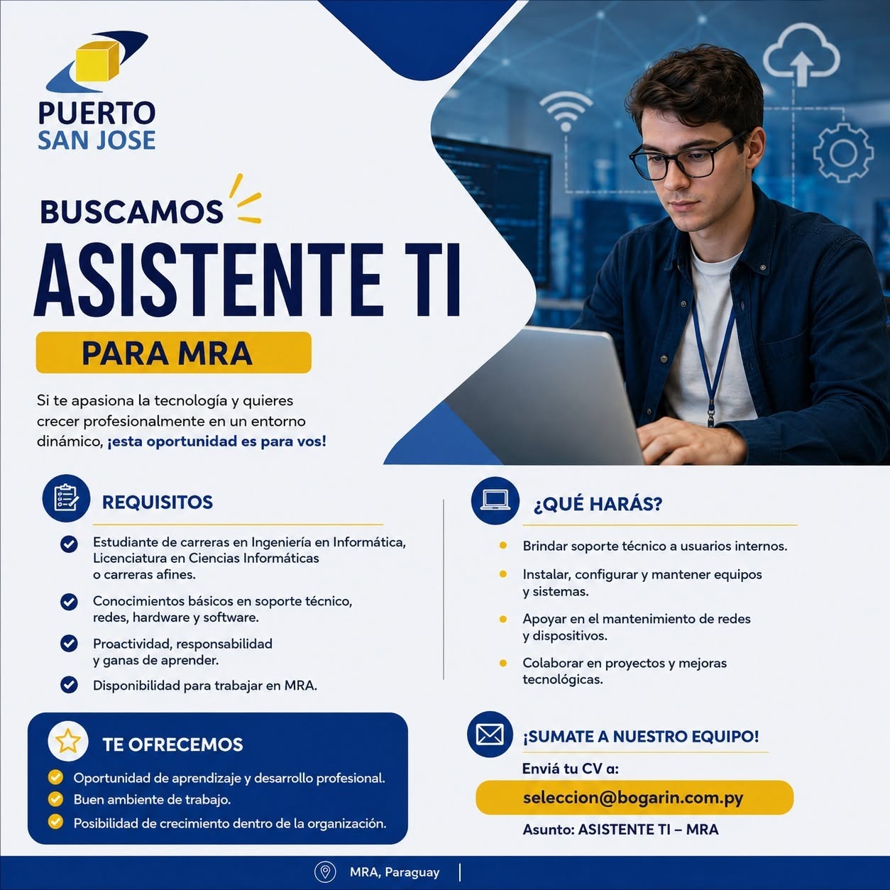 Oferta laboral: Asistente De TI — Bogarin