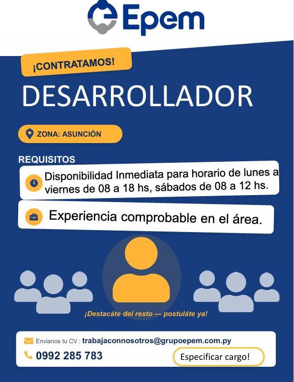 Oferta laboral: Desarrollador — Grupo Epem