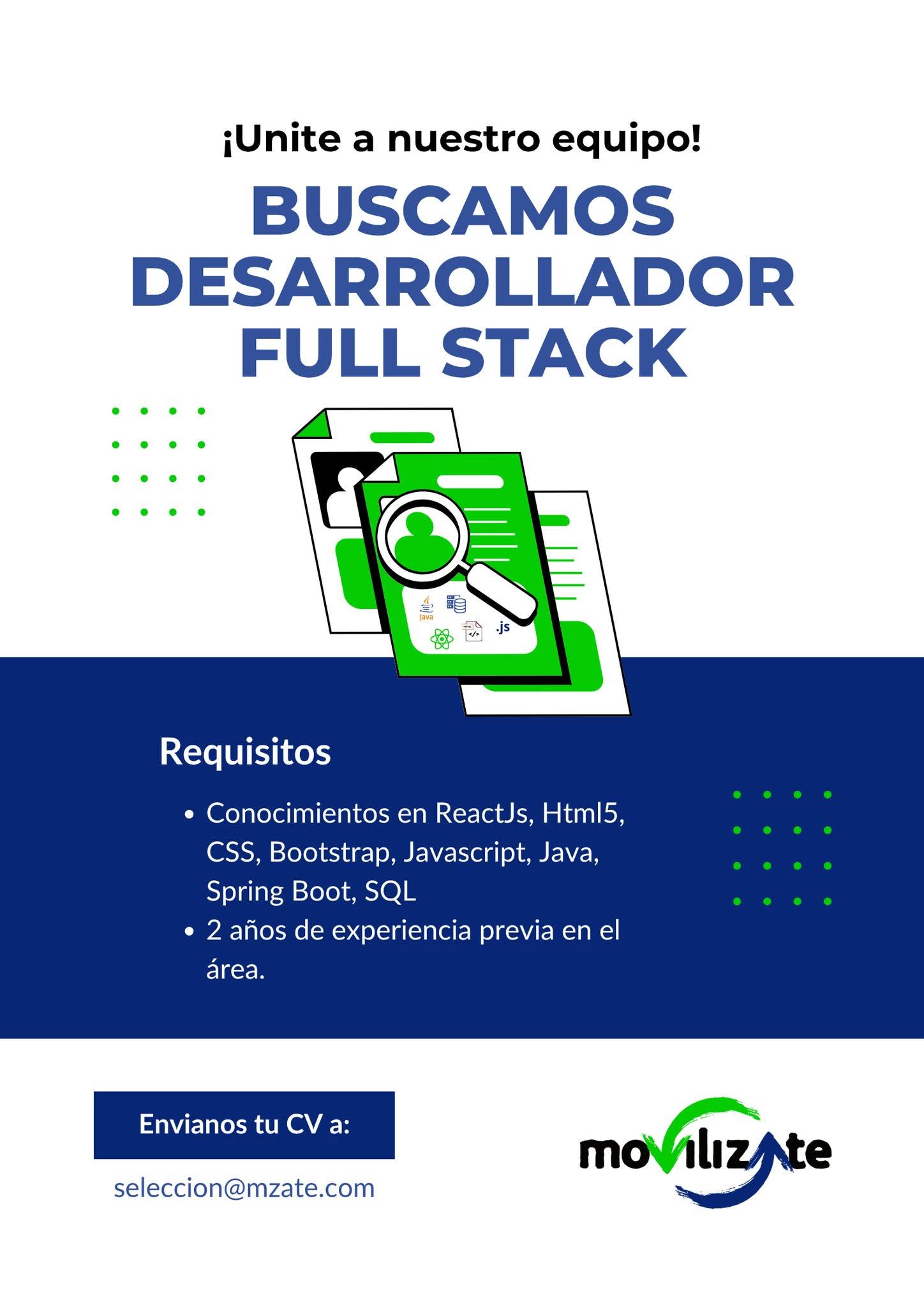Oferta laboral: Desarrollador Full Stack — Movilizate