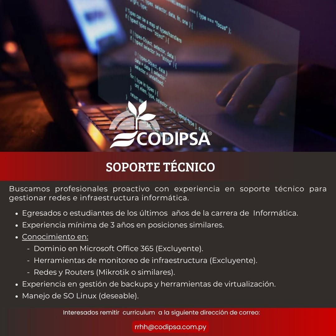Oferta laboral: Soporte Técnico — Codipsa