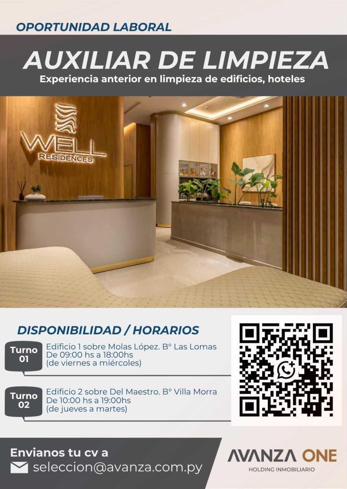 Oferta laboral: Auxiliar De Limpieza — Avanza One