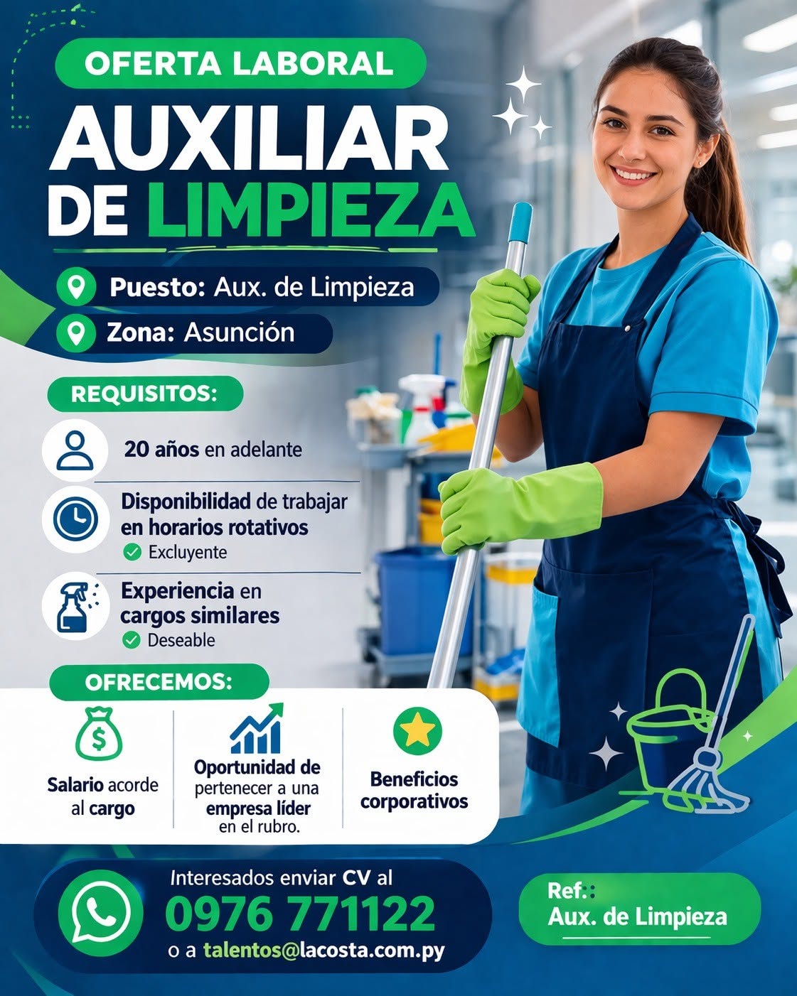 Oferta laboral: Auxiliar De Limpieza — La Costa