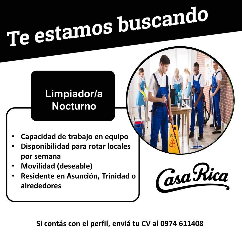 Oferta laboral: Limpiador Nocturno — Casa Rica