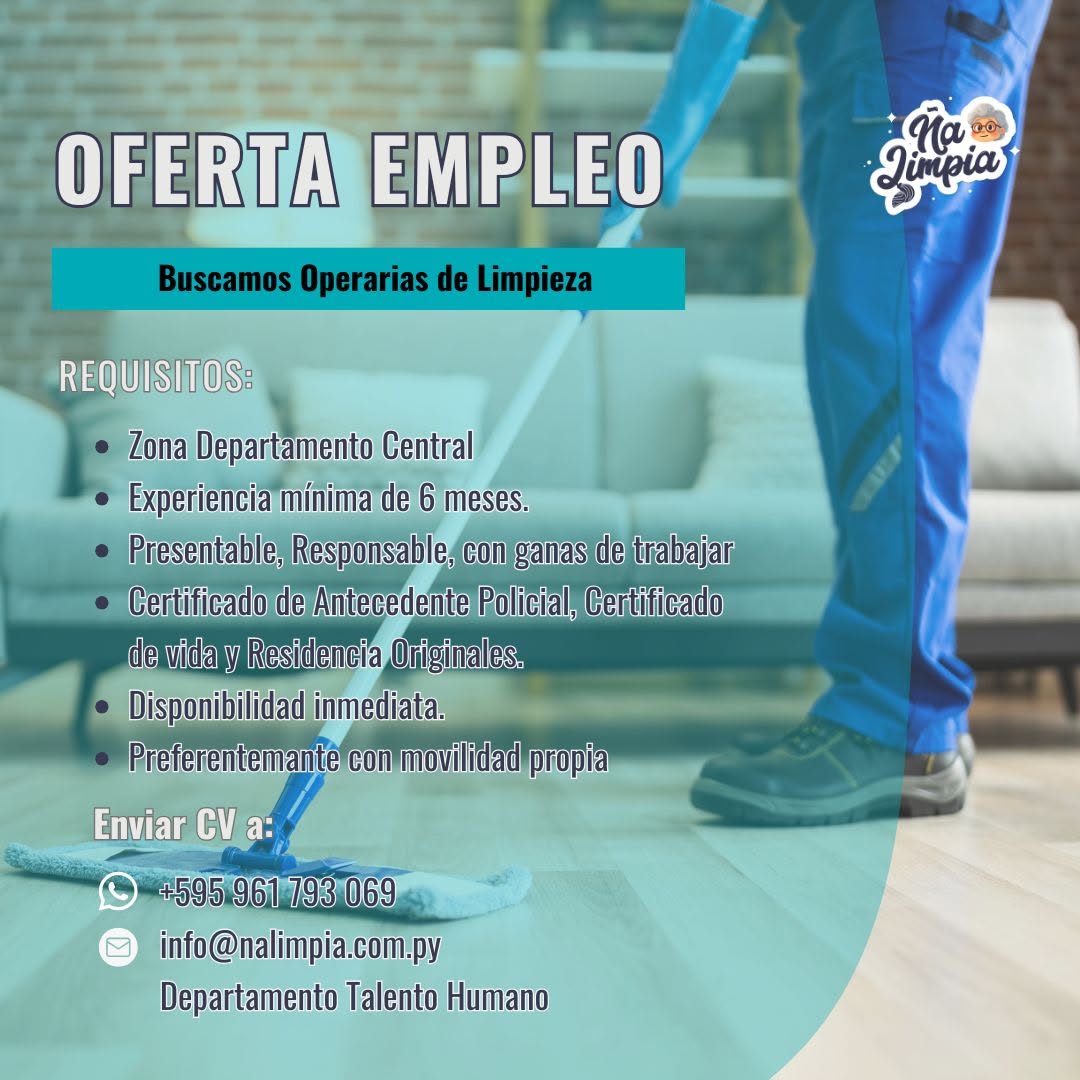 Oferta laboral: Operarias De Limpieza — Ña Limpia