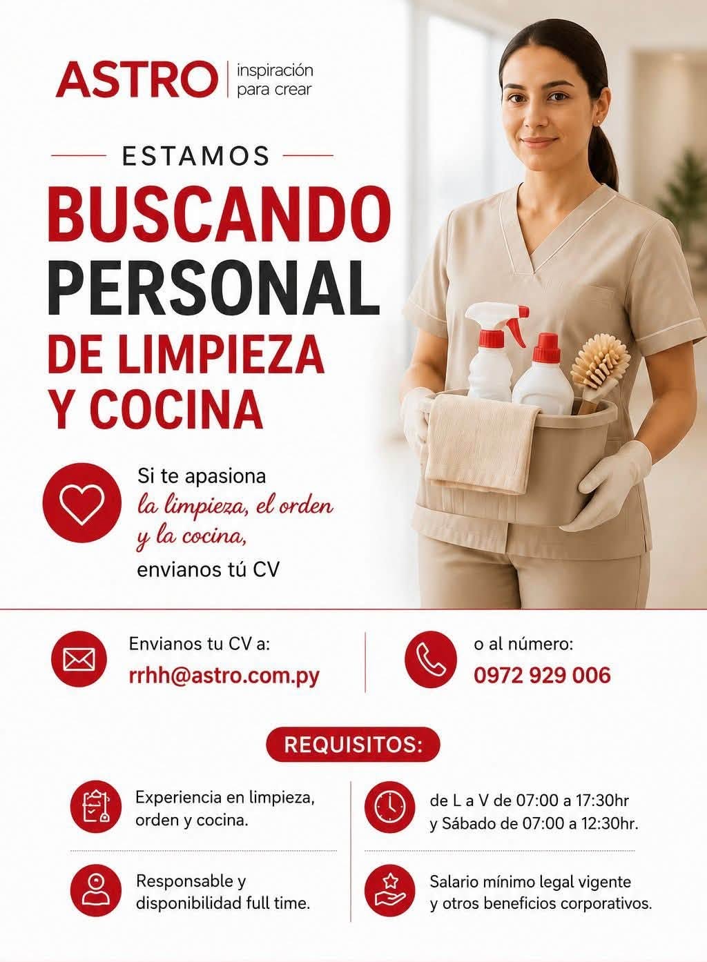 Oferta laboral: Personal De Limpieza — Astro