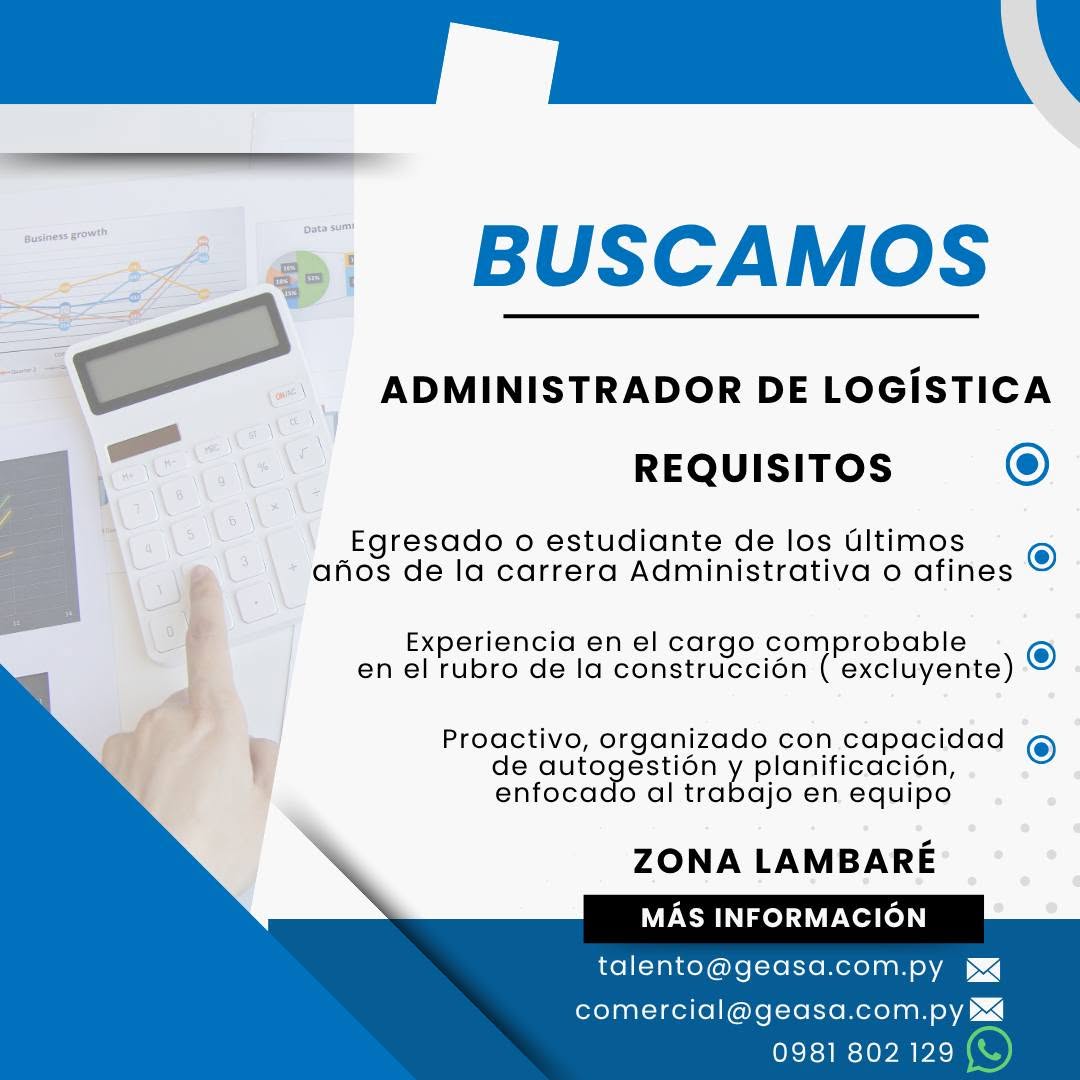 Oferta laboral: Administrador De Logistica — Geasa