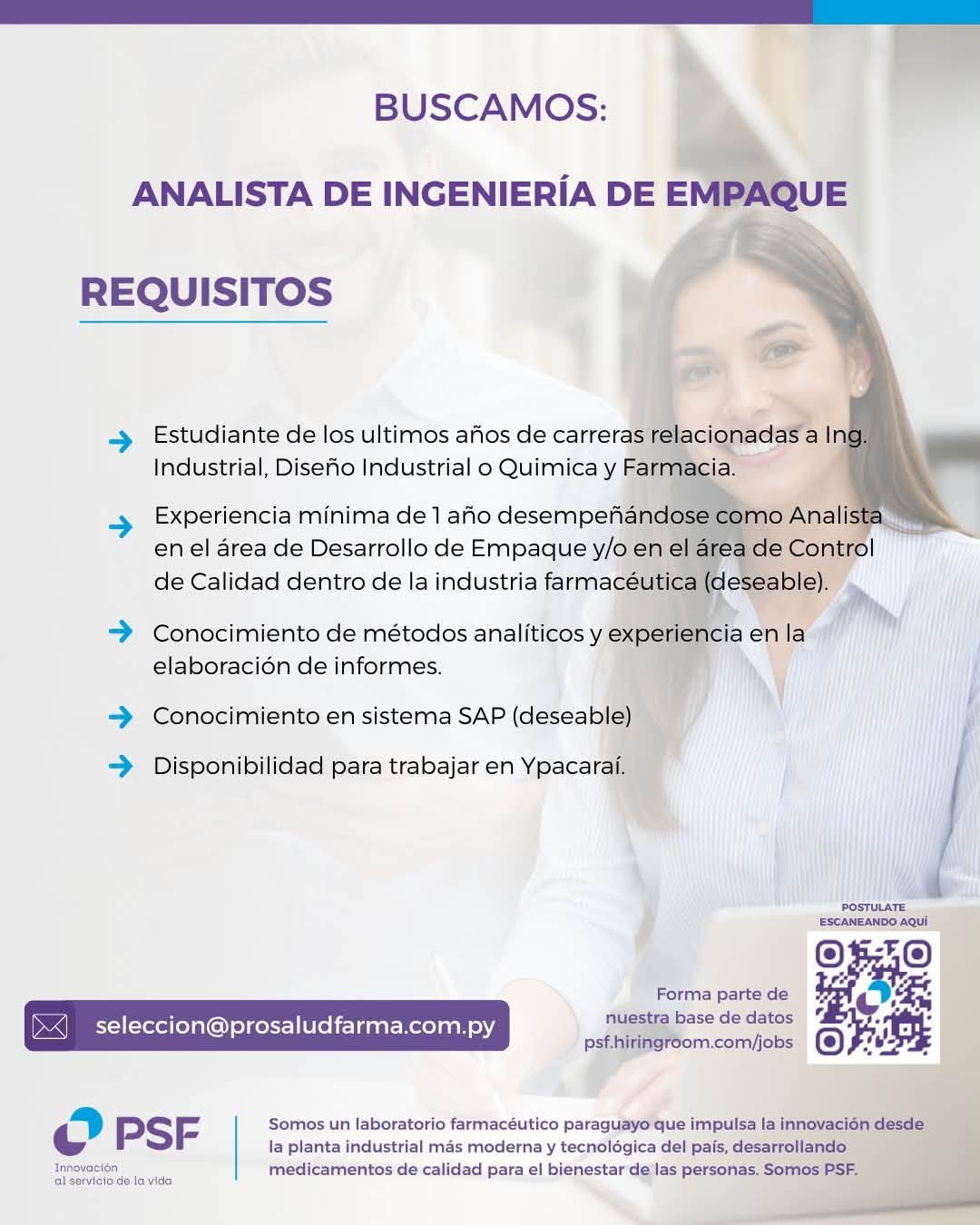Oferta laboral: Analista De Ingeniería De Empaque — ProSalud