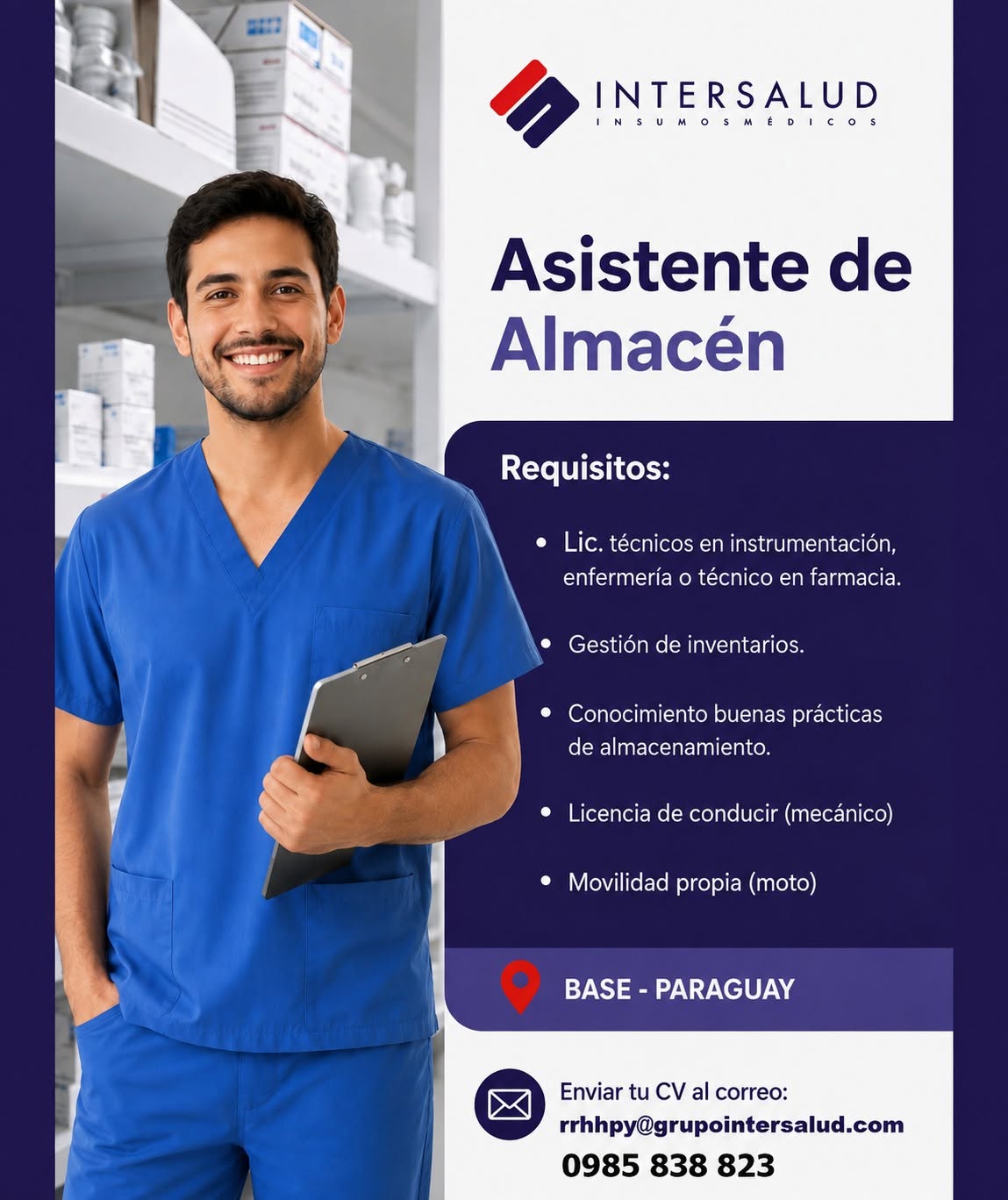 Oferta laboral: Asistente De Almacén — Grupo InterSalud
