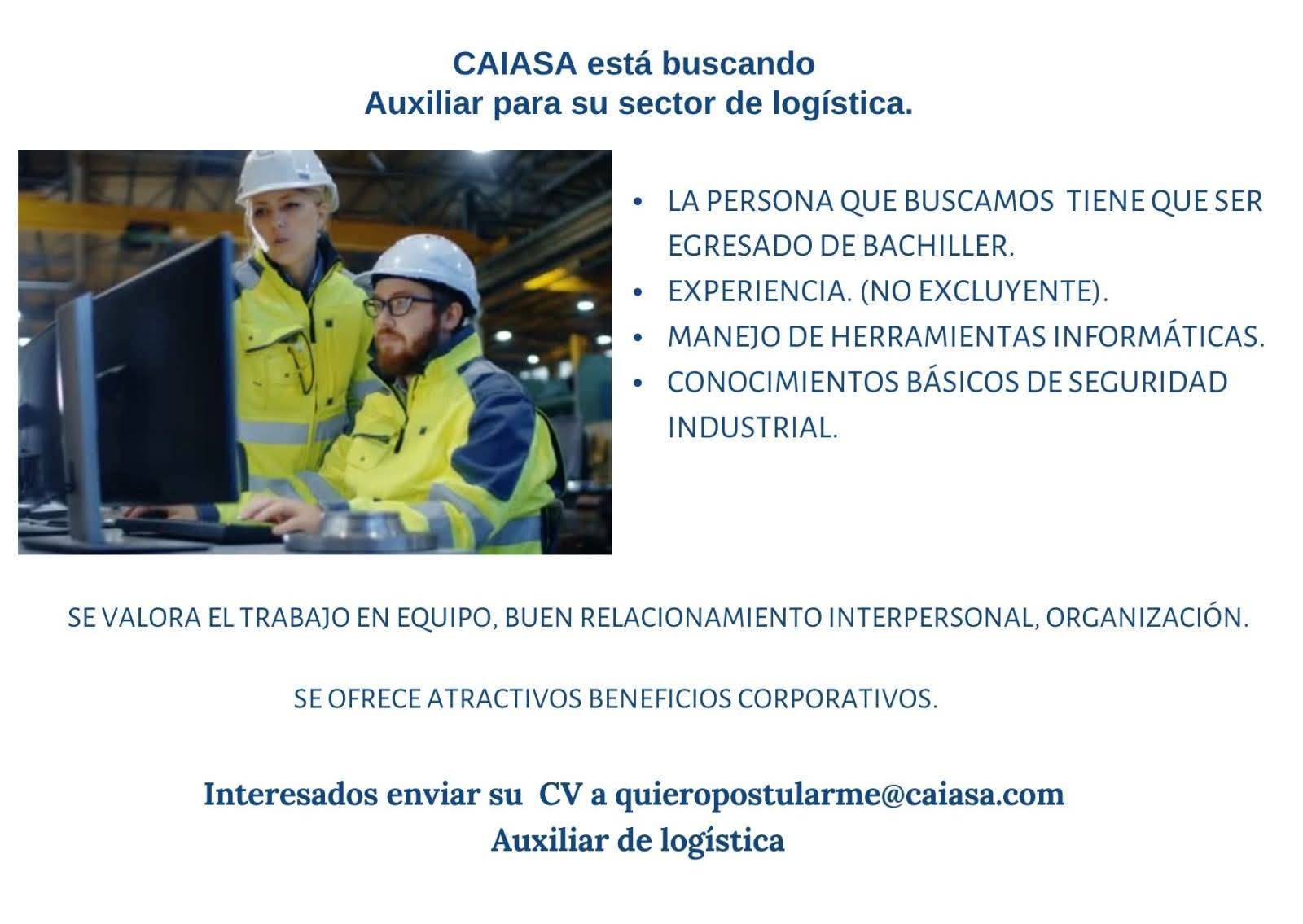 Oferta laboral: Auxilia Logística — Caiasa