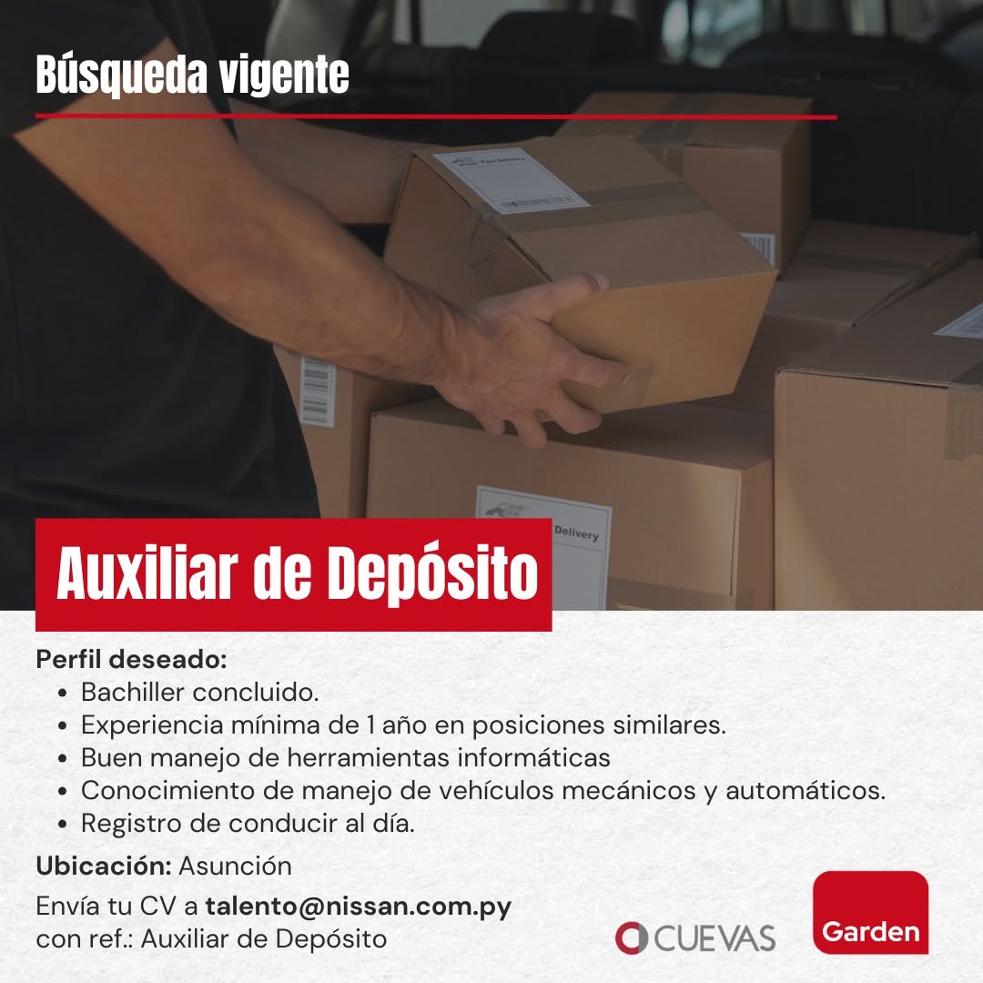 Oferta laboral: Auxiliar De Depósito — Garden