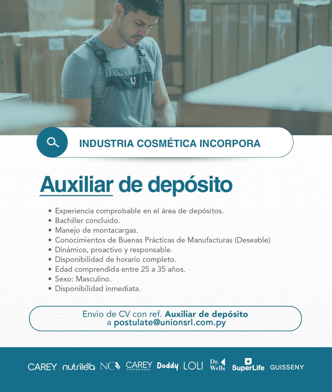 Oferta laboral: Auxiliar De Depósito — Union SRL