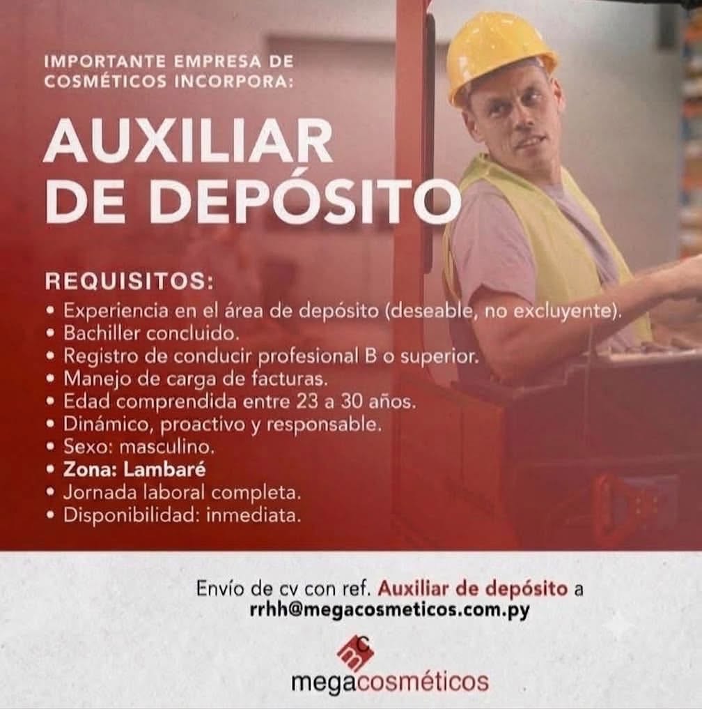Oferta laboral: Auxiliar De Depósito