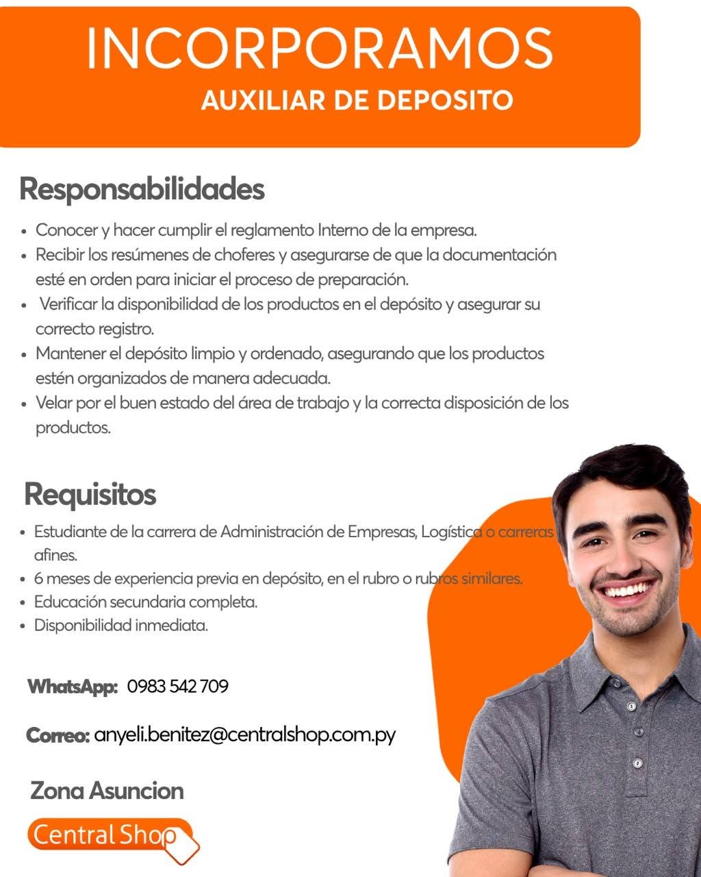 Oferta laboral: Auxiliar De Deposito