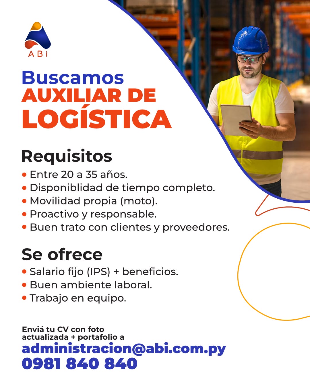 Oferta laboral: Auxiliar De Logistica — Abi