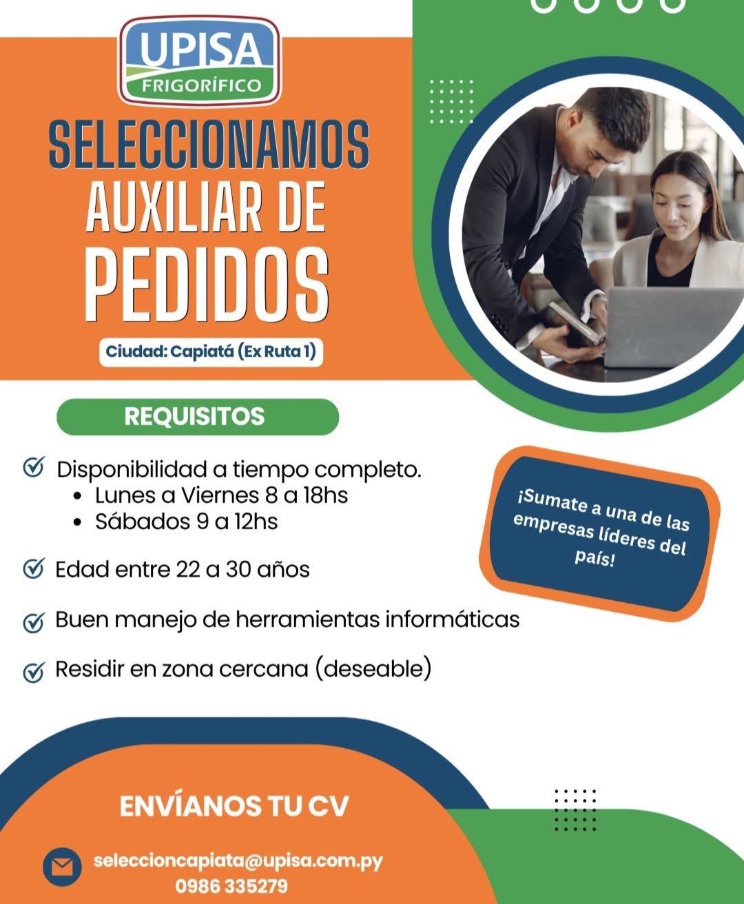 Oferta laboral: Auxiliar De Pedidos — Upisa