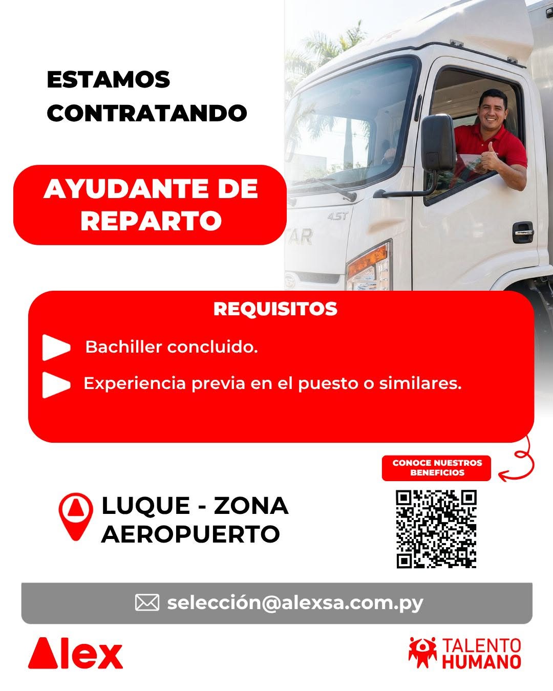 Oferta laboral: Ayudante De Reparto — Alex SA