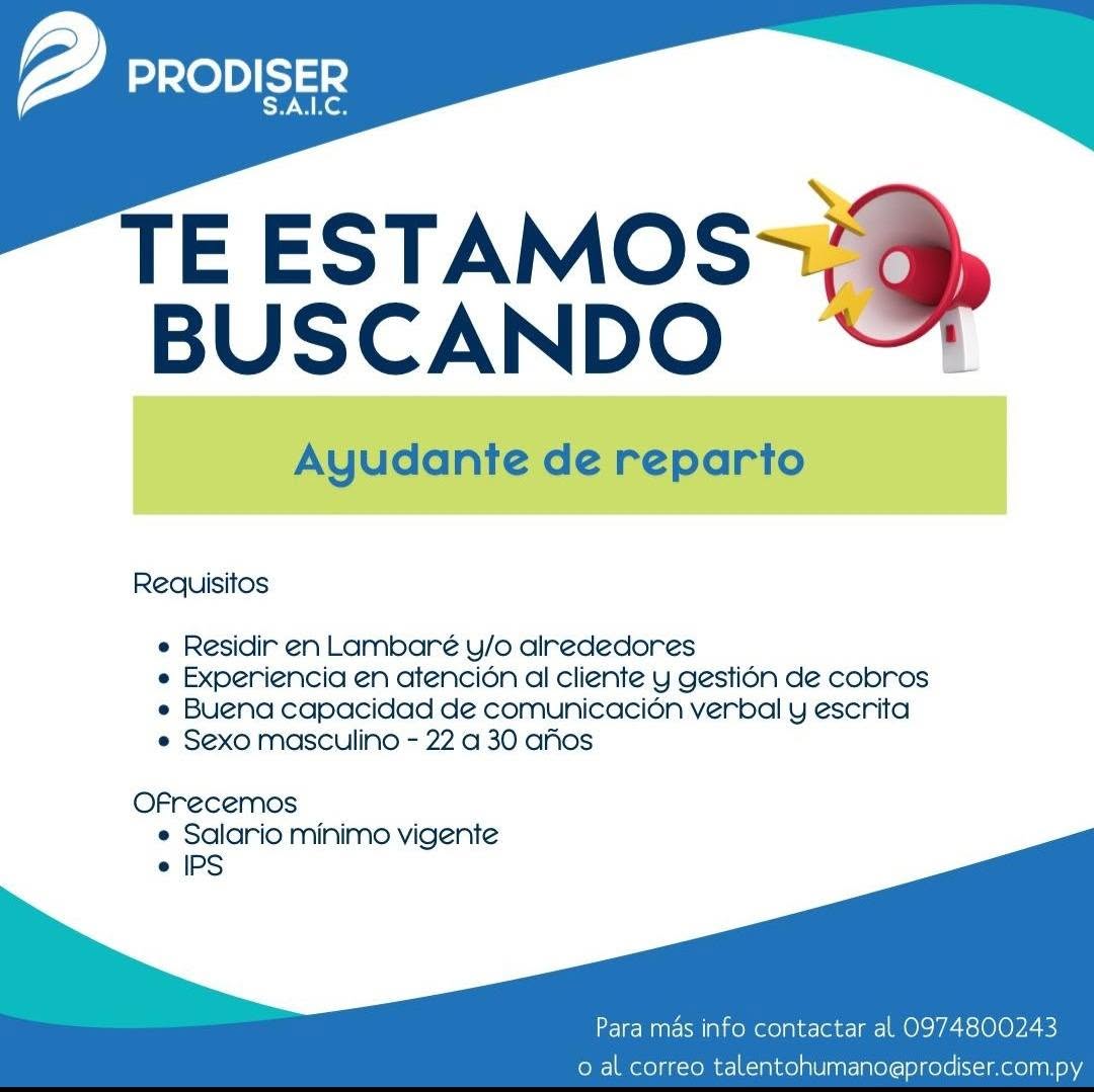 Oferta laboral: Ayudante De Reparto — Prodiser