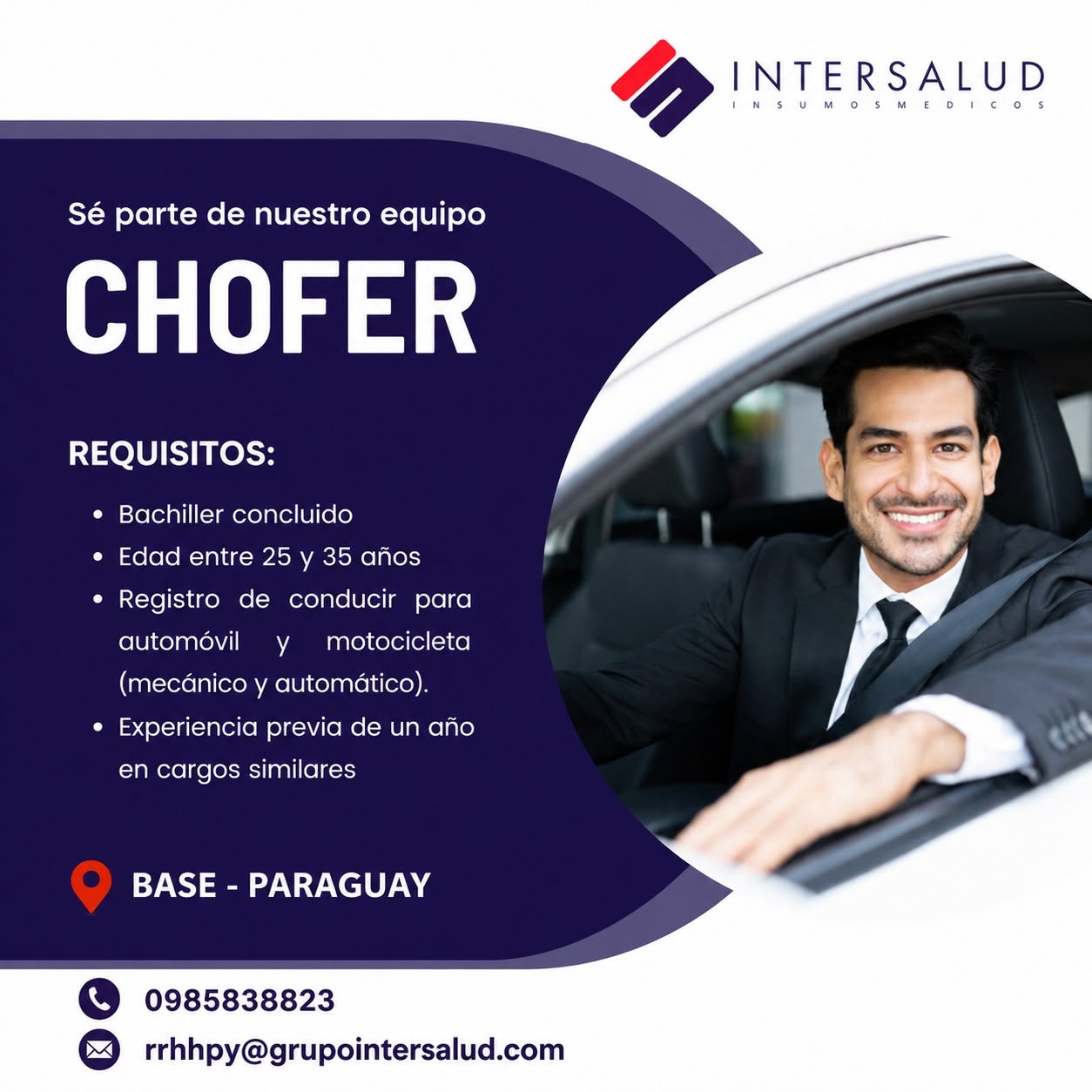Oferta laboral: Chófer — Grupo Intersalud
