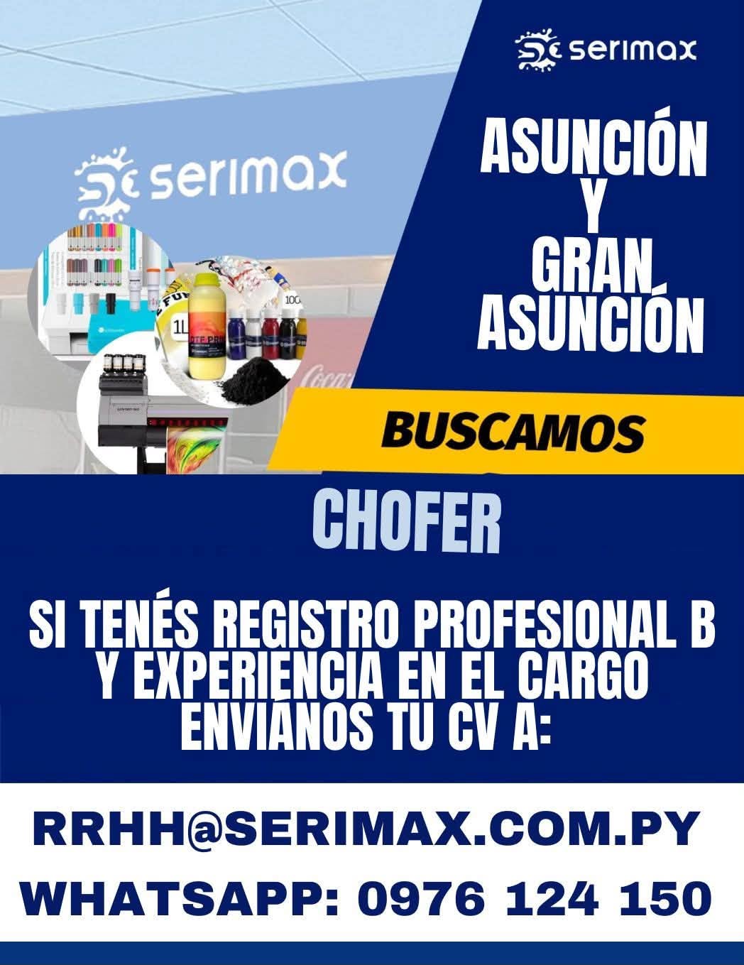 Oferta laboral: Chófer — Serimax