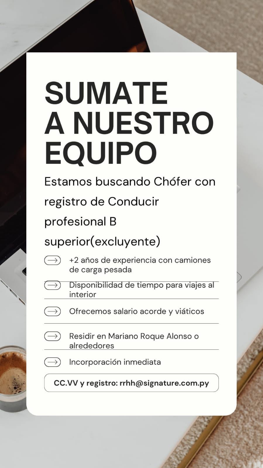 Oferta laboral: Chófer — Signature