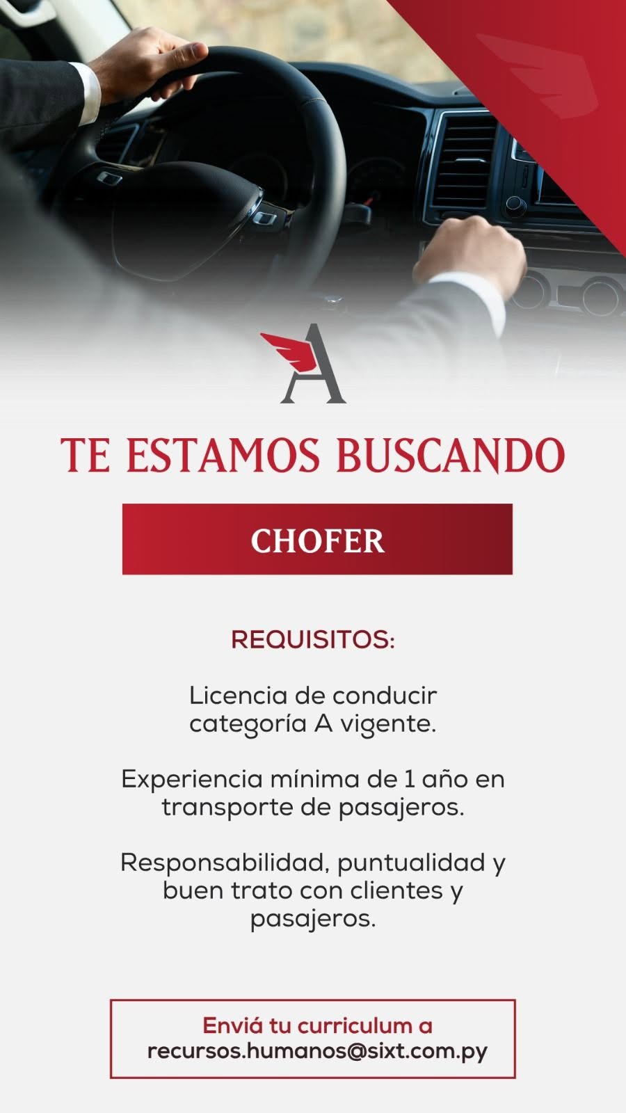 Oferta laboral: Chófer — Sixt