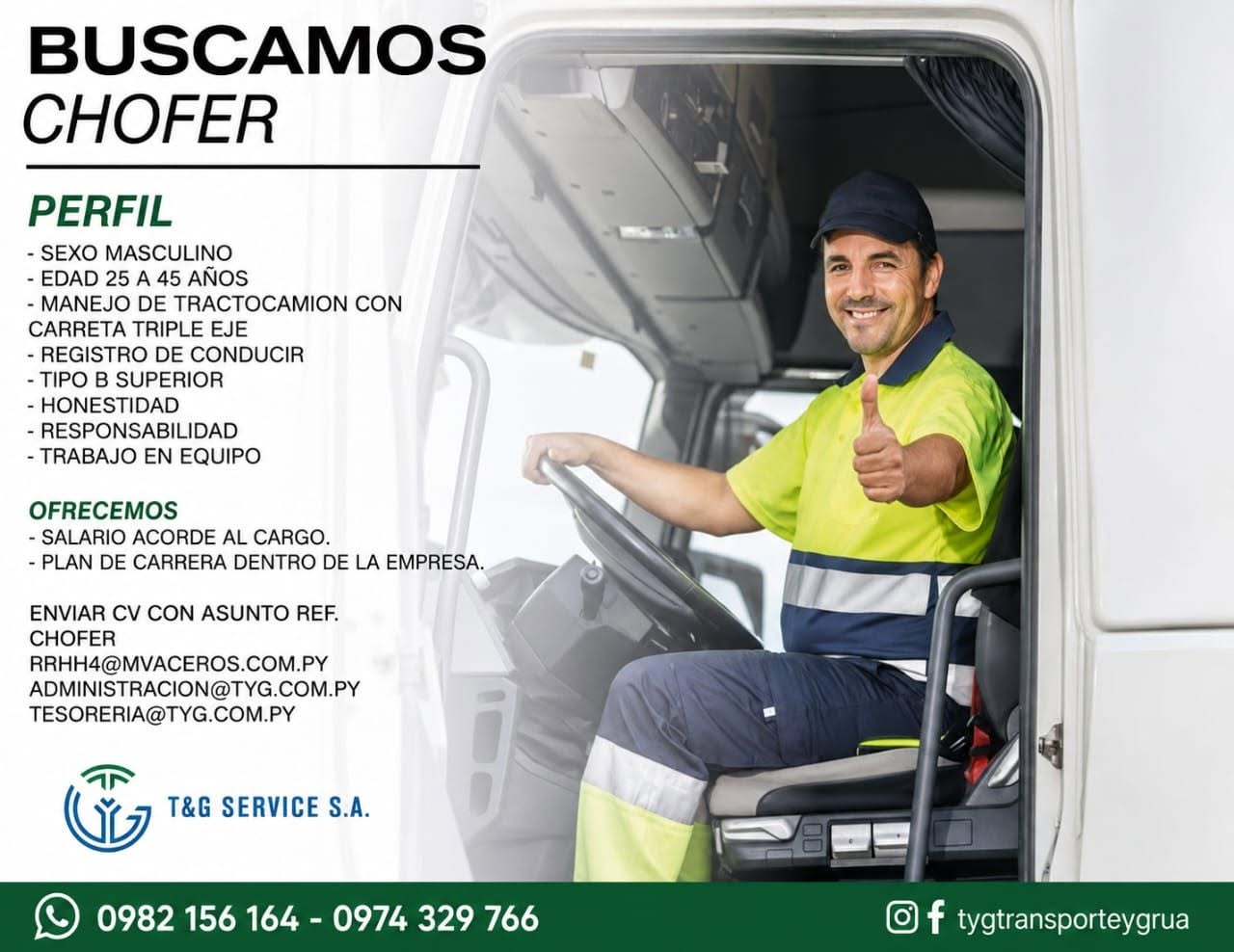 Oferta laboral: Chófer — T Y G