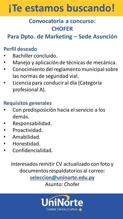 Oferta laboral: Chófer — Uninorte