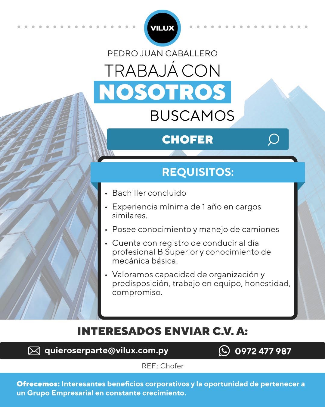 Oferta laboral: Chófer — Vilux