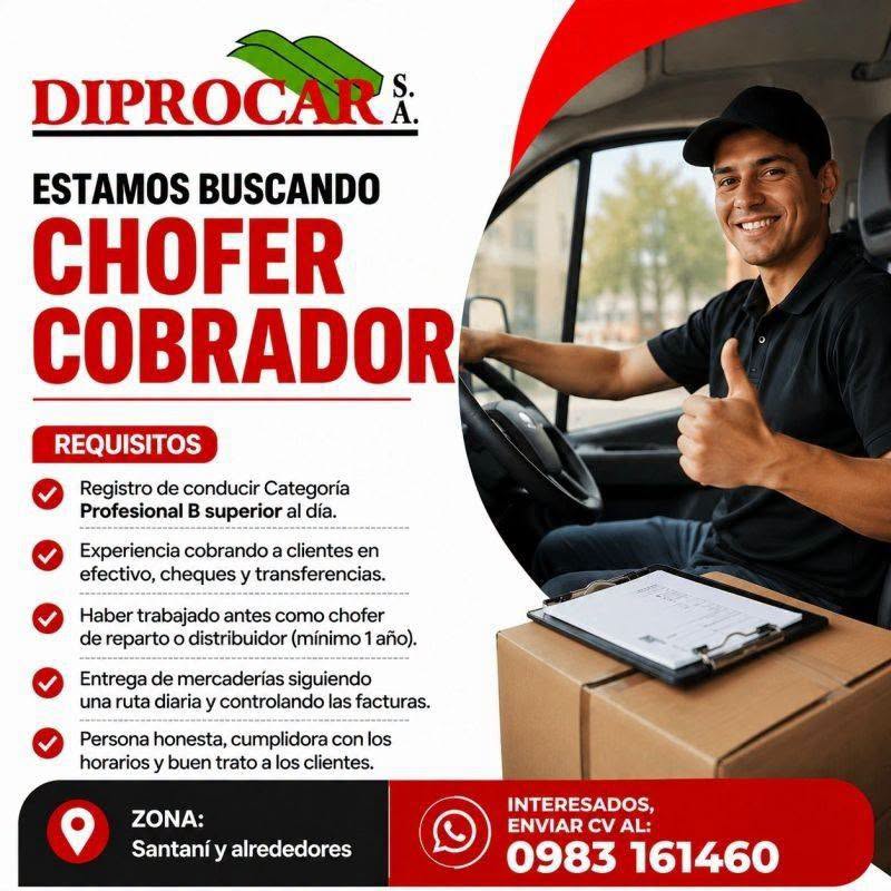 Oferta laboral: Chófer Cobrador