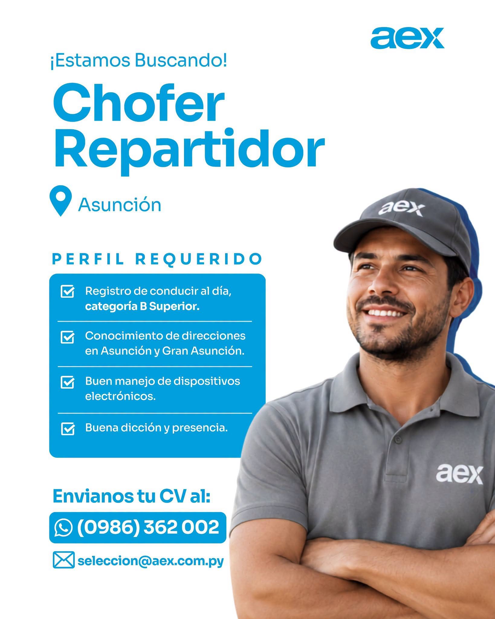 Oferta laboral: Chófer Repartidor — Aex