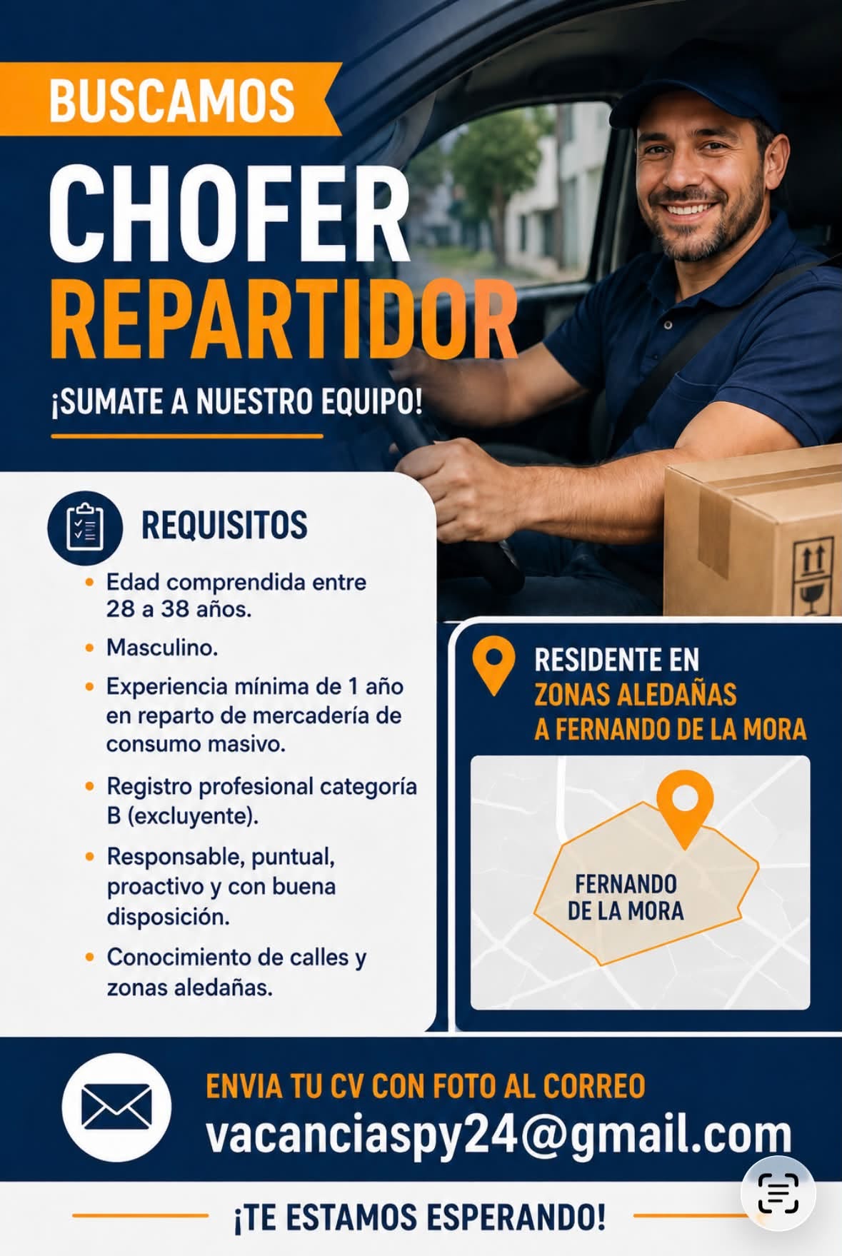 Oferta laboral: Chófer Repartidor