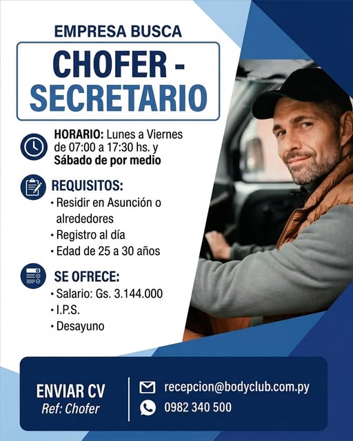 Oferta laboral: Chófer Secretario — BodyClub