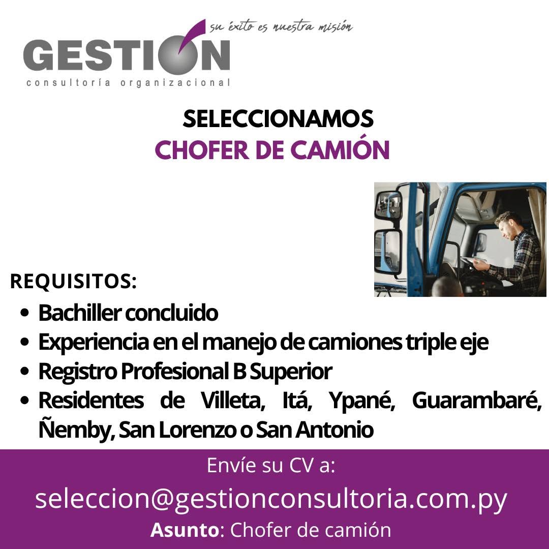 Oferta laboral: Chófer De Camión — Gestión Consultoría