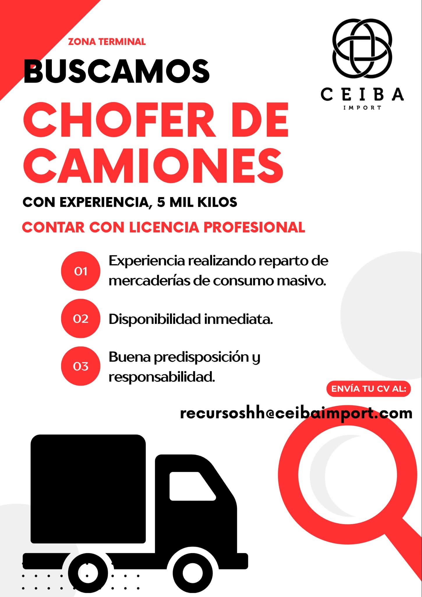 Oferta laboral: Chófer De Camiones