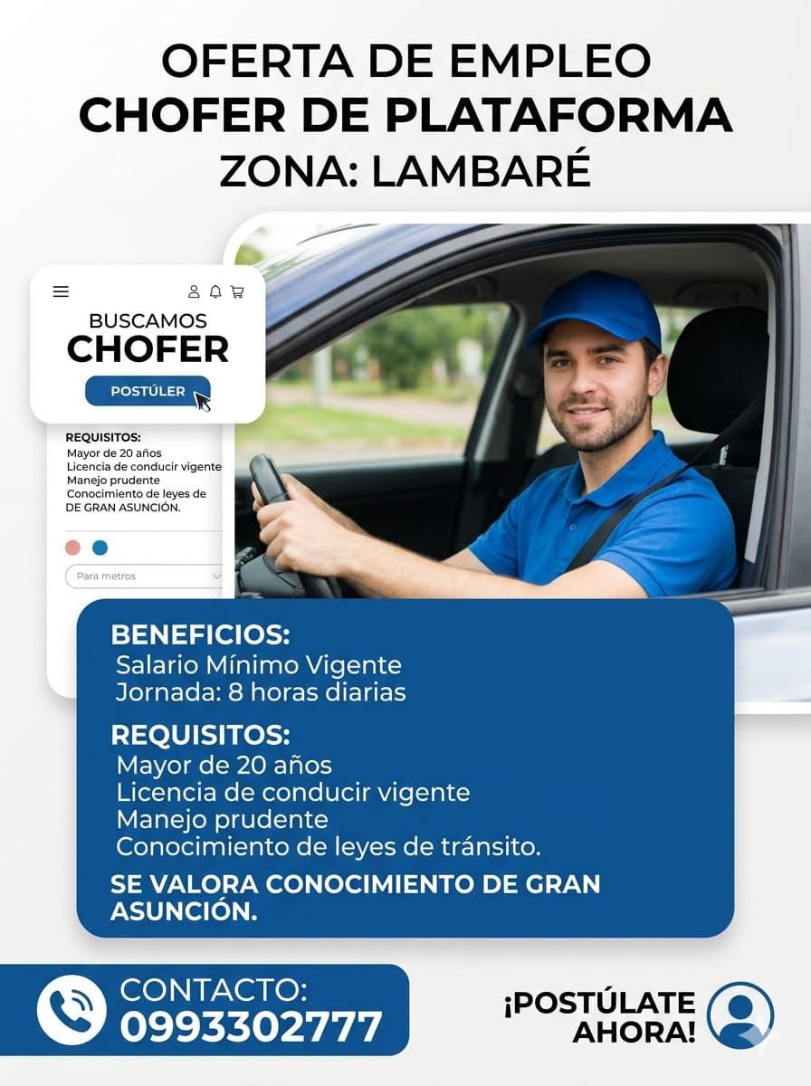 Oferta laboral: Chófer De Plataforma