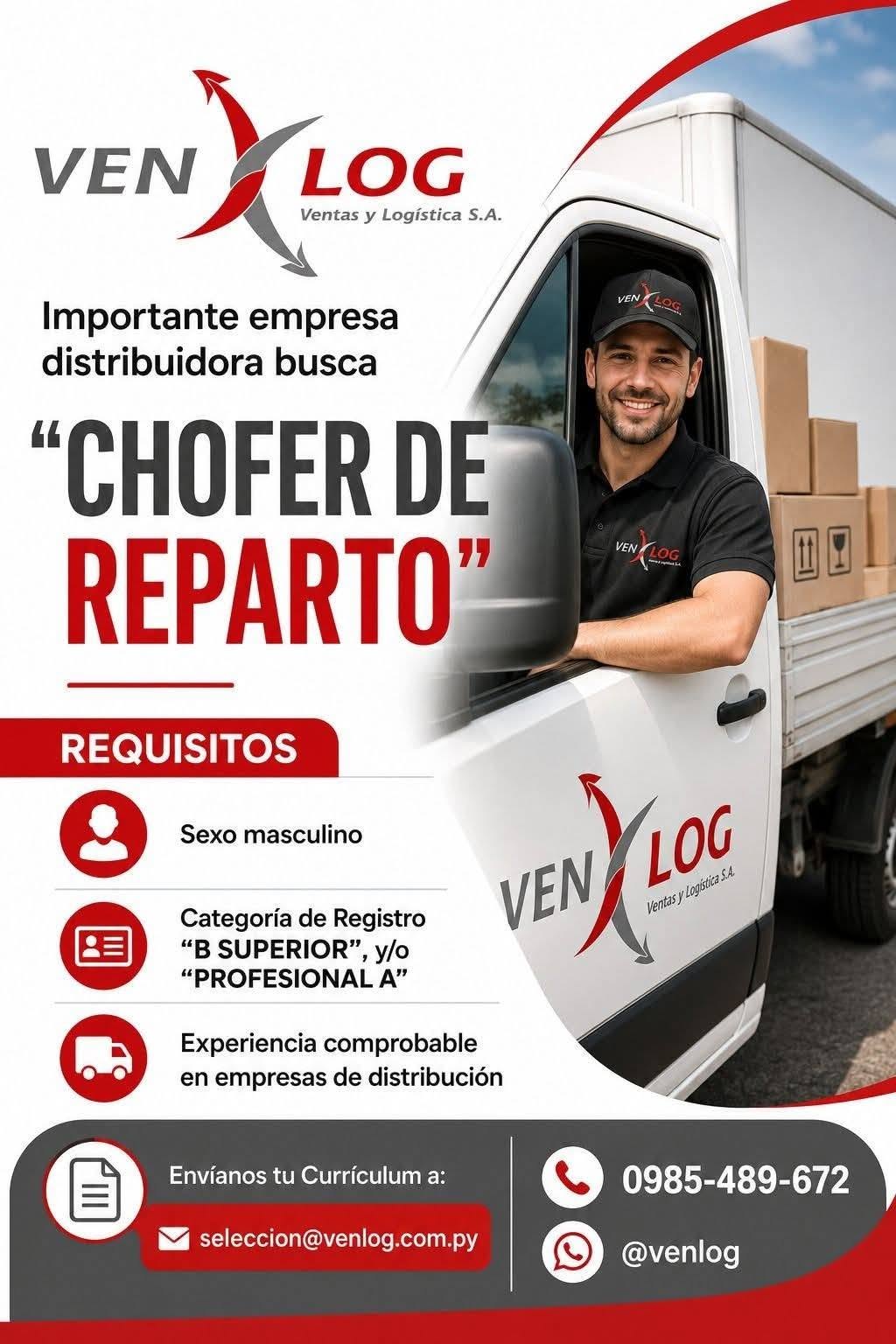 Oferta laboral: Chófer De Reparto — Venlog
