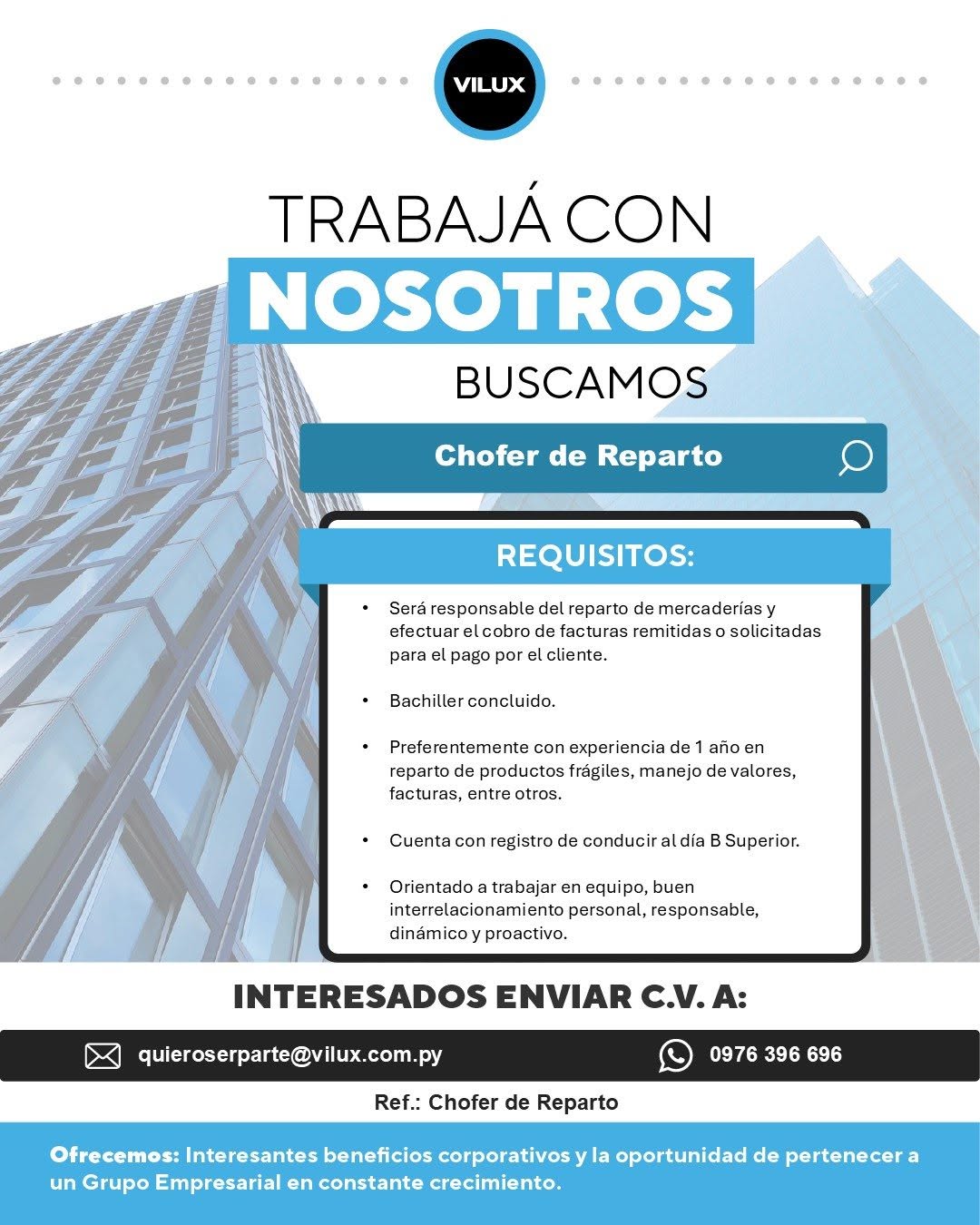 Oferta laboral: Chófer De Reparto — Vilux