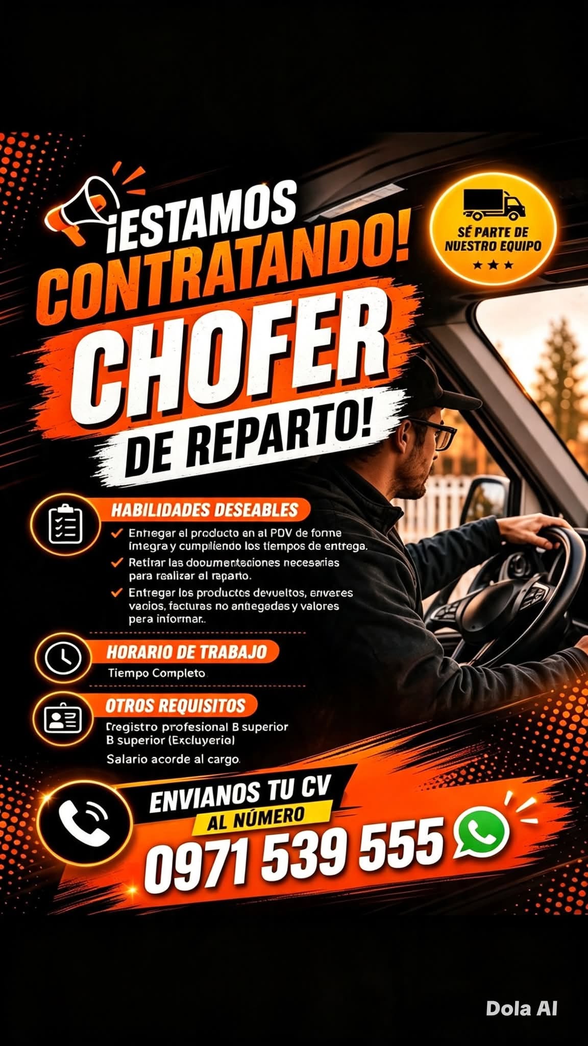 Oferta laboral: Chófer De Reparto