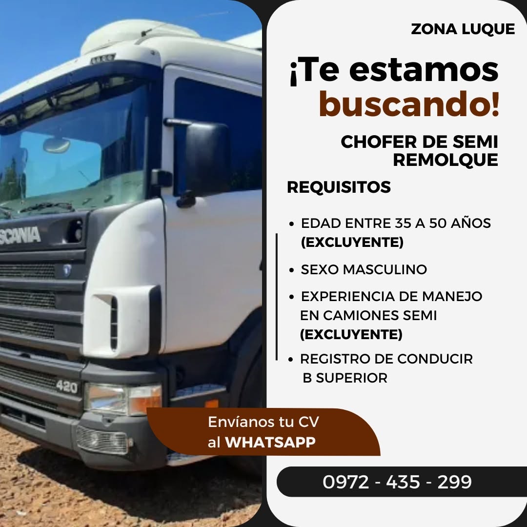 Oferta laboral: Chófer De Semi Remolque