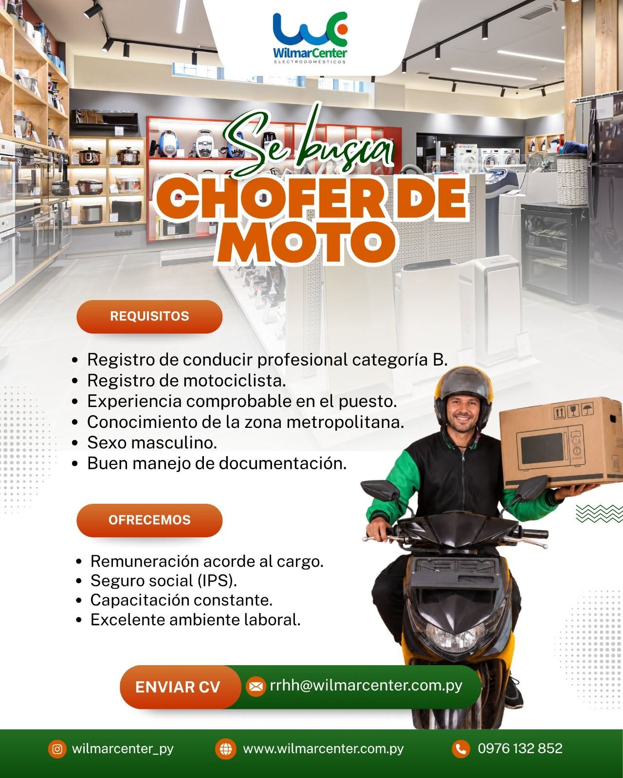 Oferta laboral: Chofer De Moto — Wilmar Center