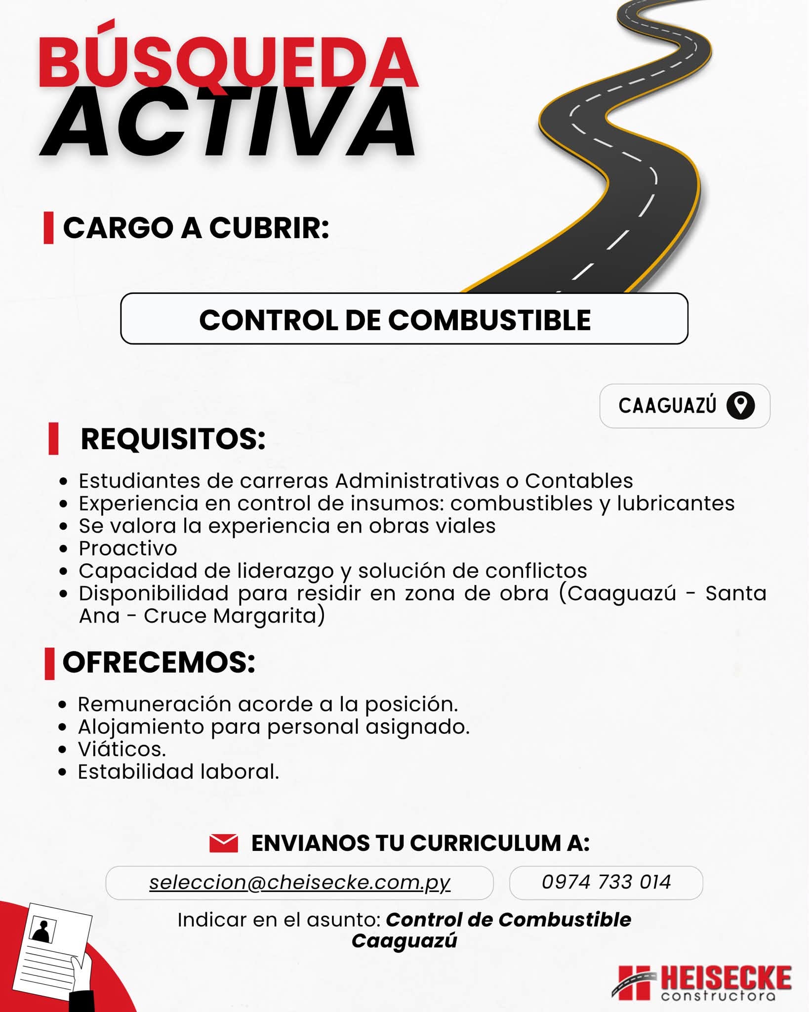 Oferta laboral: Control De Combustible — Heisecke