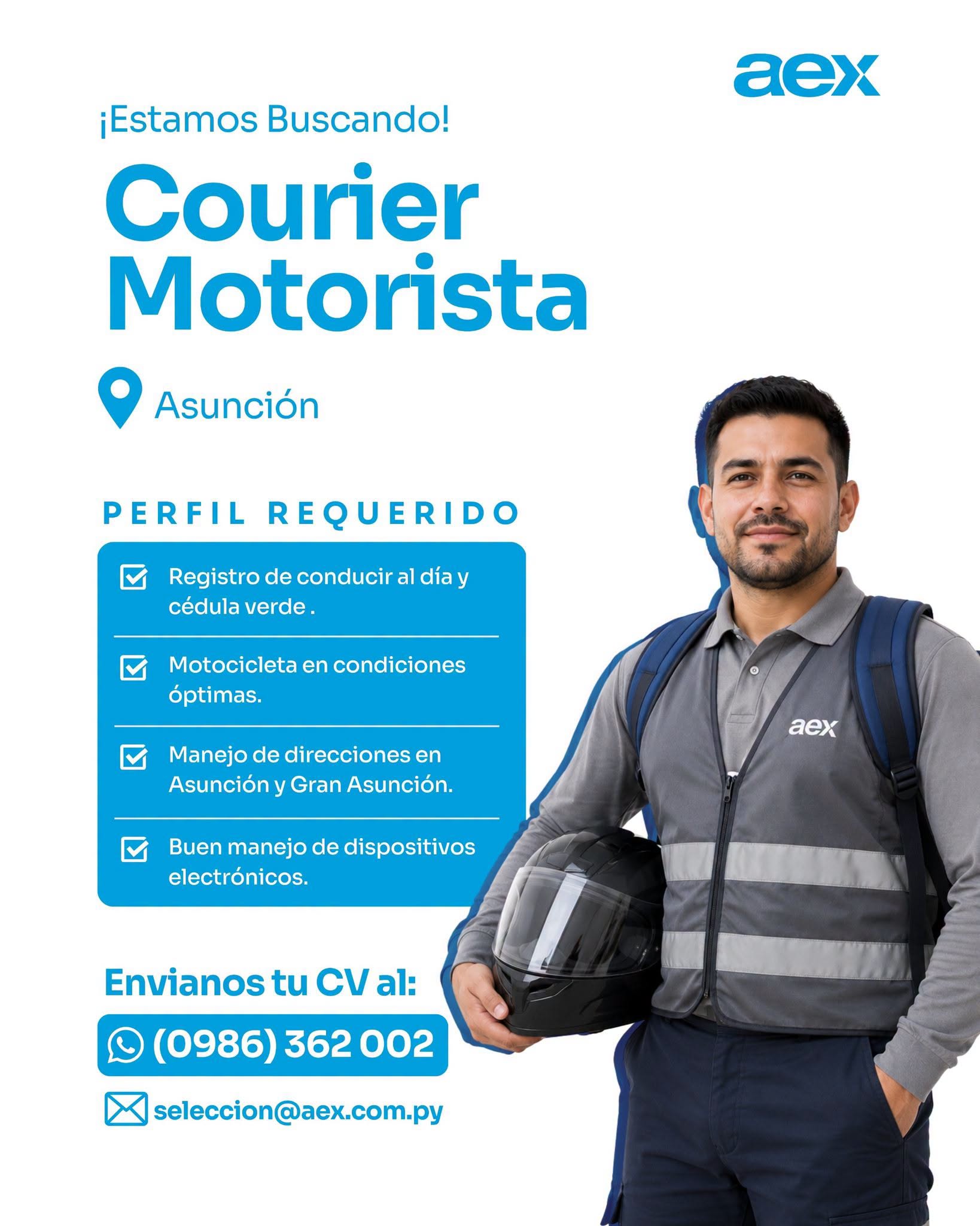 Oferta laboral: Courier Motorista — Aex