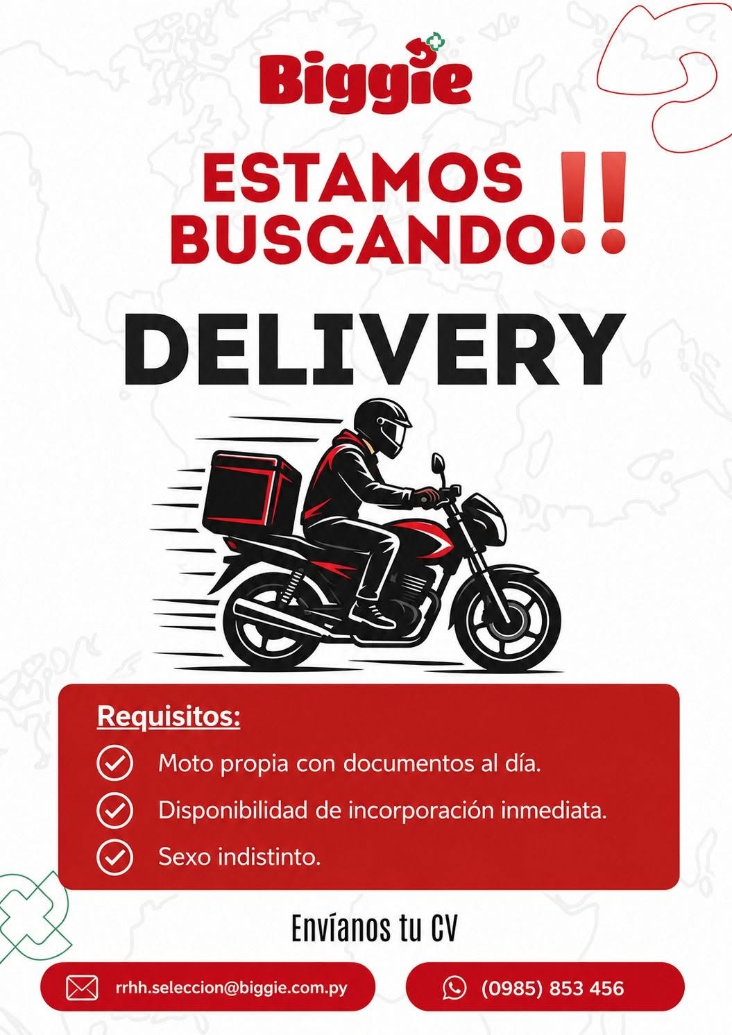 Oferta laboral: Delivery — Biggie